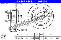 Brzdový kotouč ATE 24.0107-0108 (AT 407108) - NISSAN