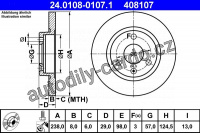 Brzdový kotouč ATE 24.0108-0107 (AT 408107) - CITROËN, PEUGEOT