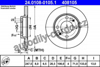 Brzdový kotouč ATE 24.0108-0105 (AT 408105) - PEUGEOT