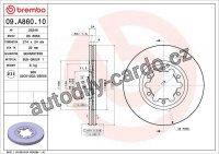 Brzdový kotouč BREMBO 09.A860.10 - FORD, MAZDA