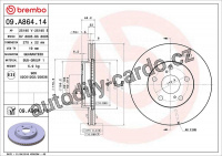 Brzdový kotouč BREMBO 09.A864.11 - TOYOTA