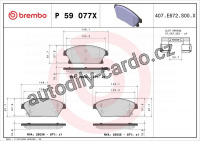 Sada brzdových destiček BREMBO P59077X - CADILLAC, CHEVROLET, OPEL, VAUXHALL
