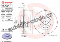 Brzdový kotouč BREMBO 09.A921.11 - SUBARU, TOYOTA