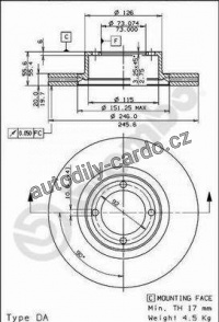 Brzdový kotouč BREMBO 09.5619.10 - OPEL