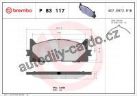 Sada brzdových destiček BREMBO P83117 - LEXUS, TOYOTA