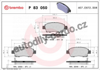 Sada brzdových destiček BREMBO P83050 - TOYOTA