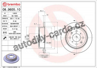 Brzdový kotouč BREMBO 08.9605.10 Brzdový kotouč BREMBO 08.9605.10