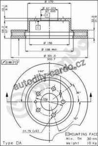 Brzdový kotouč BREMBO 09.3036.10 - FERRARI Brzdový kotouč BREMBO 09.3036.10 - FERRARI