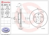 Brzdový kotouč BREMBO 09.5916.10 - TOYOTA