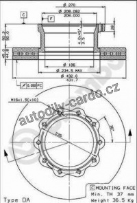 Brzdový kotouč BREMBO 09.7381.20 - MAN