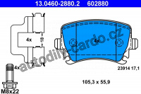 Sada brzdových destiček ATE 13.0460-2880 (AT 602880) - AUDI, SEAT, ŠKODA, VW Sada brzdových destiček ATE 13.0460-2880 (AT 602880) - AUDI, SEAT, ŠKODA, VW