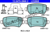 Sada brzdových destiček ATE Ceramic 13.0470-2868 (AT LD2868)