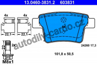 Sada brzdových destiček ATE 13.0460-3831 (AT 603831) - FORD, JAGUAR
