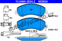 Sada brzdových destiček ATE 13.0460-3834 (AT 603834) - FORD