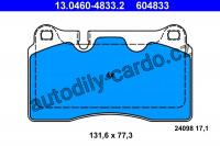 Sada brzdových destiček ATE 13.0460-4833 (AT 604833) - AUDI, VW