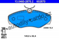 Sada brzdových destiček ATE 13.0460-2870 (AT 602870) - NISSAN, OPEL, RENAULT