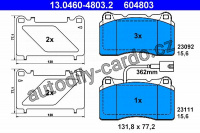 Sada brzdových destiček ATE 13.0460-4803 (AT 604803) - ALFA ROMEO