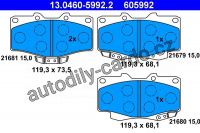 Sada brzdových destiček ATE 13.0460-5992 (AT 605992) - TOYOTA