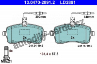 Sada brzdových destiček ATE Ceramic 13.0470-2891 (AT LD2891) - PEUGEOT Sada brzdových destiček ATE Ceramic 13.0470-2891 (AT LD2891) - PEUGEOT