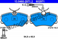 Sada brzdových destiček ATE 13.0460-2971 (AT 602971) - PEUGEOT
