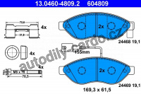 Sada brzdových destiček ATE 13.0460-4809 (AT 604809) - CITROËN, FIAT, PEUGEOT