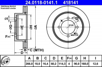 Brzdový kotouč ATE 24.0118-0141 (AT 418141) - HYUNDAI, KIA