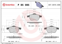 Sada brzdových destiček BREMBO P85085 - AUDI, SEAT, ŠKODA, VW