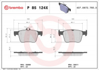 Sada brzdových destiček BREMBO P85124X - AUDI SEAT, ŠKODA, VW
