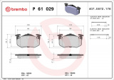 Sada brzdových destiček BREMBO P61029 - CITROËN