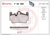 Sada brzdových destiček BREMBO P85088 - AUDI, PORSCHE
