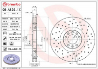 Brzdový kotouč BREMBO 09.A829.1X - PEUGEOT Brzdový kotouč BREMBO 09.A829.1X - PEUGEOT