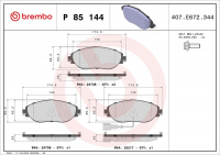 Sada brzdových destiček BREMBO P85144