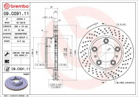 Brzdový kotouč BREMBO 09.C091.11 - PORSCHE