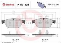 Sada brzdových destiček BREMBO P85128 - AUDI