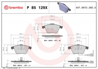 Sada brzdových destiček BREMBO P85129X - AUDI, SEAT, VW
