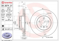 Brzdový kotouč BREMBO 09.9374.21 - LAND ROVER Brzdový kotouč BREMBO 09.9374.21 - LAND ROVER