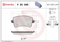 Sada brzdových destiček BREMBO P85099 - AUDI