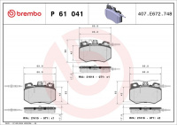 Sada brzdových destiček BREMBO P61041 - CITROËN Sada brzdových destiček BREMBO P61041 - CITROËN
