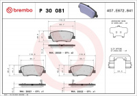 Sada brzdových destiček BREMBO P30081 - HYUNDAI