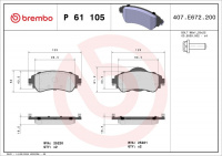 Sada brzdových destiček BREMBO P61105 Sada brzdových destiček BREMBO P61105