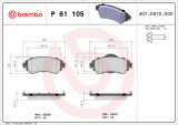 Sada brzdových destiček BREMBO P61105