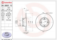 Brzdový kotouč BREMBO 08.6952.10 - SUBARU Brzdový kotouč BREMBO 08.6952.10 - SUBARU