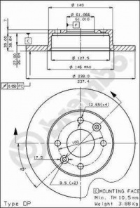 Brzdový kotouč BREMBO 08.4284.20 - RENAULT
