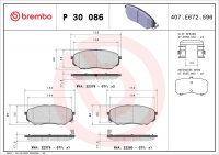 Sada brzdových destiček BREMBO P30086 - KIA