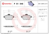 Sada brzdových destiček BREMBO P61046 - CITROËN