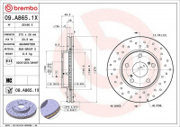 Brzdový kotouč BREMBO 09.A865.1X - TOYOTA Brzdový kotouč BREMBO 09.A865.1X - TOYOTA
