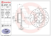 Brzdový kotouč BREMBO 08.8727.1X