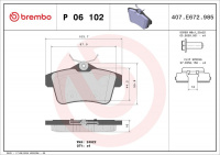 Sada brzdových destiček BREMBO P06102 - CITROËN, DS