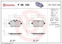 Sada brzdových destiček BREMBO P06104 - MINI Sada brzdových destiček BREMBO P06104 - MINI