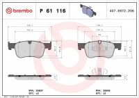 Sada brzdových destiček BREMBO P61116 - CITROËN